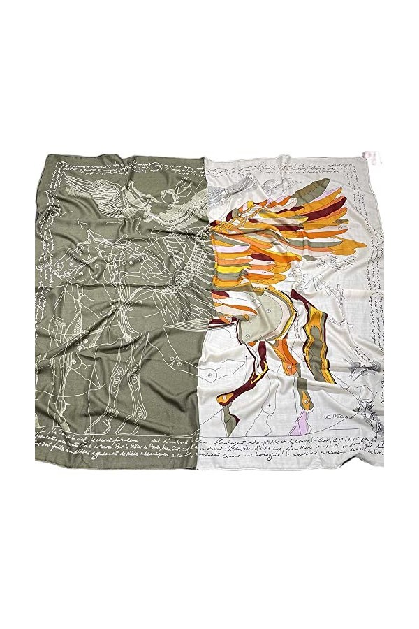 WSPDSD Écharpe en laine Pegasus mode polyvalente femme col plastron printemps et automne châle chaud roulé à la main grande é