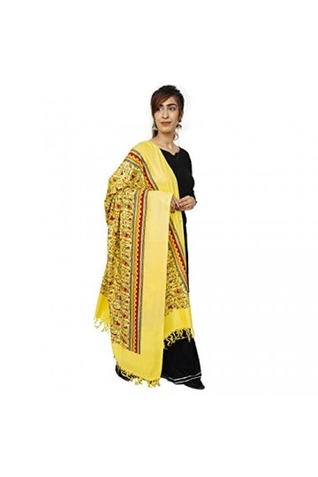 Handicraft Bazarr Écharpe dété pour femme en coton et soie avec pompons - 213 x 122 cm