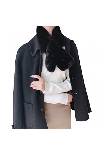 Femmes Wrap Col Femmes Épaissie Col Croisé Écharpe Tout-Allumette en Peluche Hiver Long Cou Doux Chaud Color : Black, Size :