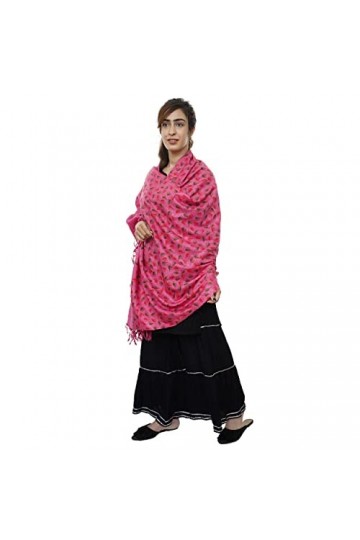 Handicraft Bazarr Écharpe dhiver chaude en coton doux et soie avec motif de feuilles - Pour femme - 213 x 122 cm