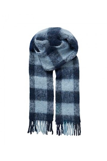 Becksöndergaard Écharpe pour femme – Check Mincho – Écharpe pour femme à carreaux avec franges en mélange dalpaga – Largeur 