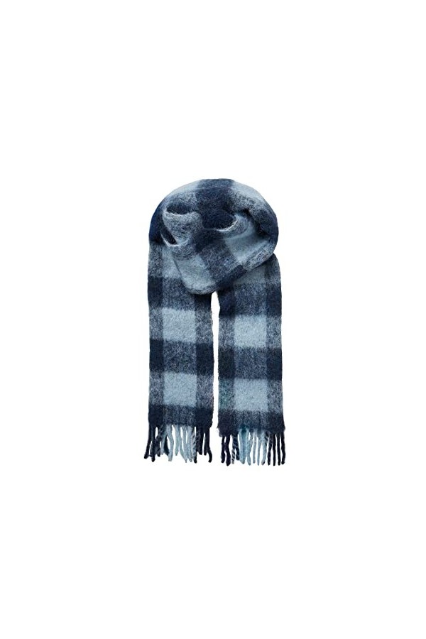 Becksöndergaard Écharpe pour femme – Check Mincho – Écharpe pour femme à carreaux avec franges en mélange dalpaga – Largeur