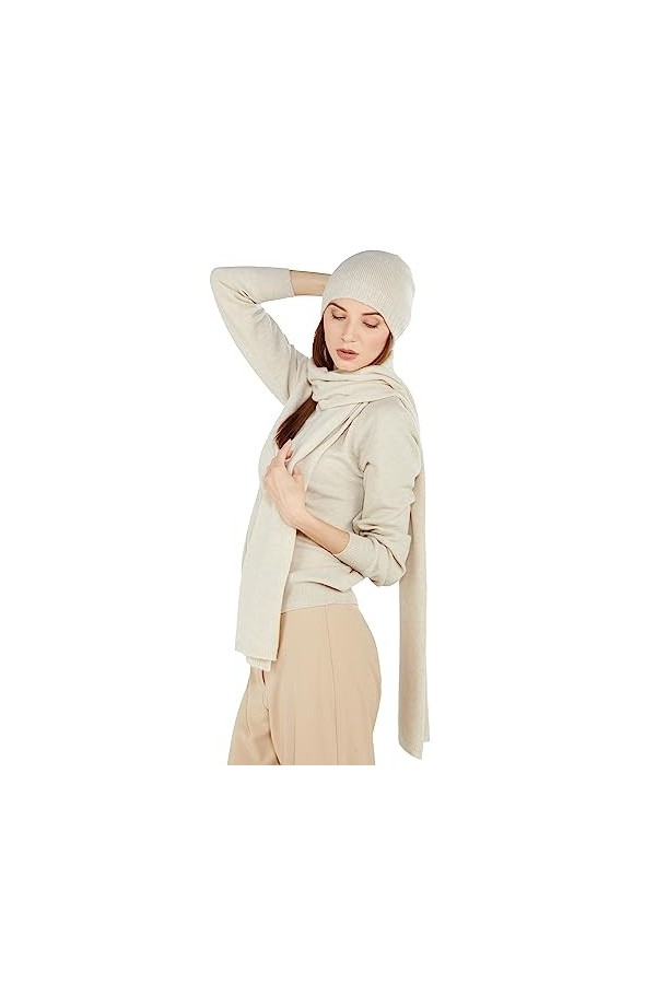 NEO B - CASHMERE | Écharpe | Nuage | 100 % Cachemire | Fil Cardiff | Unisexe | Fabriqué en Italie, beige, Taille unique