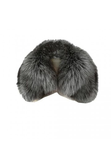 Jegsnoe Écharpe Dhiver En Fourrure À Col Carré Pour Femme, Écharpe Courte En Fourrure Rouge, Épaisse Et Chaude, Détachable, 