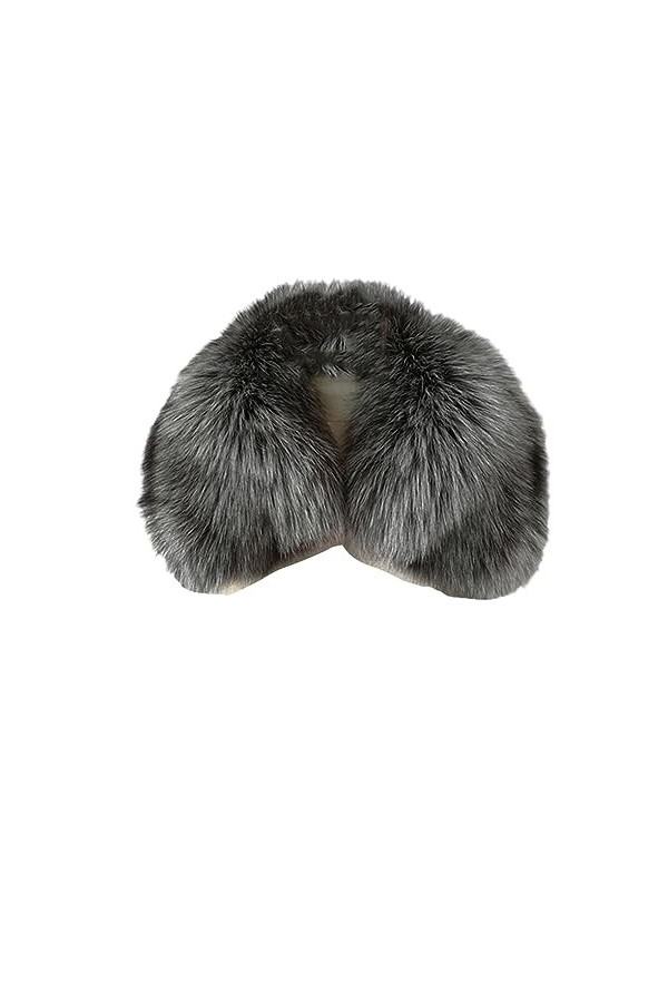 Jegsnoe Écharpe Dhiver En Fourrure À Col Carré Pour Femme, Écharpe Courte En Fourrure Rouge, Épaisse Et Chaude, Détachable, 