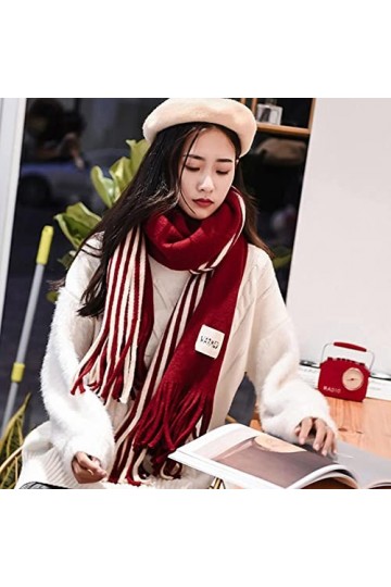 Samnuerly Écharpe Femmes Couleur Unie Écharpe Hiver Épaissie Chaleur Doux Châle Femmes Tricoté Longue Écharpe-Patchwork Jaune