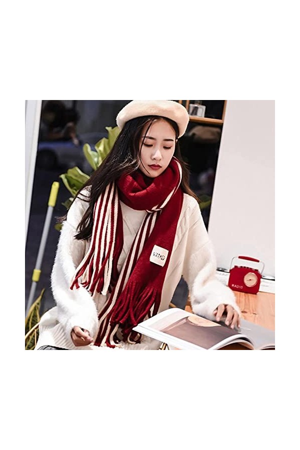 Samnuerly Écharpe Femmes Couleur Unie Écharpe Hiver Épaissie Chaleur Doux Châle Femmes Tricoté Longue Écharpe-Patchwork Jaune