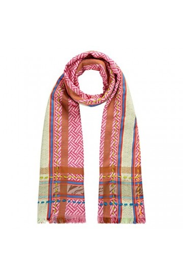 CODELLO Écharpe jacquard pour femme en coton et modal rose Taille unique, Rose Medium, taille unique