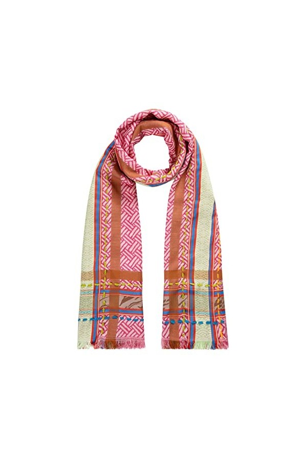 CODELLO Écharpe jacquard pour femme en coton et modal rose Taille unique, Rose Medium, taille unique