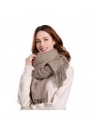 Echarpe Écharpe Femme Pashmina Châles Wraps Écharpe Écharpe De Couleur Unie Écharpe DHiver éCharpe Chaude Blue : Brown coff