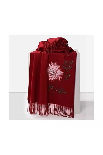 Femme Écharpe Broderie de Haute qualité 100% écharpe en Laine Cape dhiver for Femme Écharpe Polyvalente surdimensionnée Écha