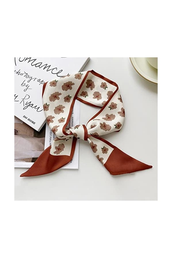 ACiyD écharpe Femmes Printemps Maigre Longue Écharpe Rouge Géométrie Lettre Damier Imprimé Mousseline De Soie Cravate Fleur 