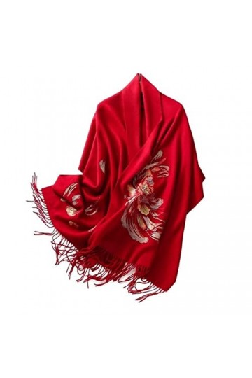 Femme Écharpe Robe écharpe en Laine Chaude dautomne et dhiver avec écharpe brodée à la Main châle comme Cadeau de Vacances 