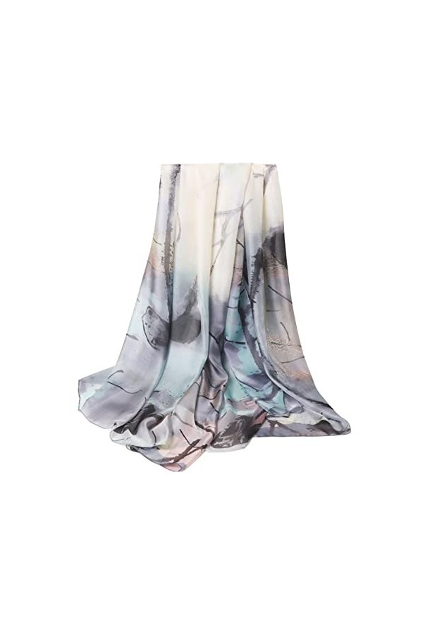 SISWIM Femme Écharpe Châle en Soie rétro Encre Peinture Motif écharpe Printemps et Automne Robe Cadeau for Femme et mère Écha