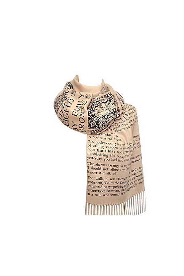 Wuthering Heights par Emily Brontë Écharpe Châle, beige, 72" x 26"