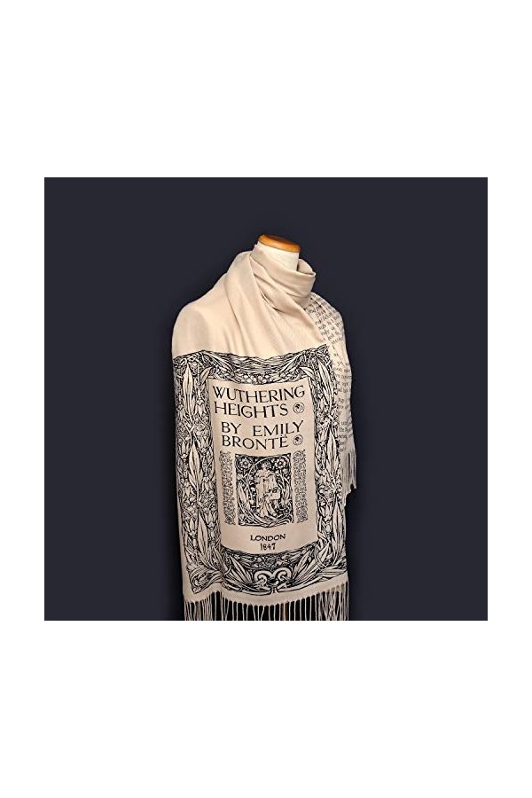 Wuthering Heights par Emily Brontë Écharpe Châle, beige, 72" x 26"