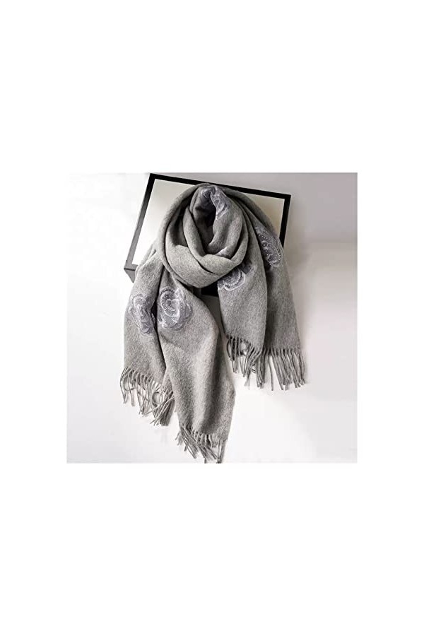 KIZQYN Echarpe Châle Écharpe en Laine Femme Automne et Hiver Grande Taille châle Haut de Gamme Manuel Broderie tridimensionne