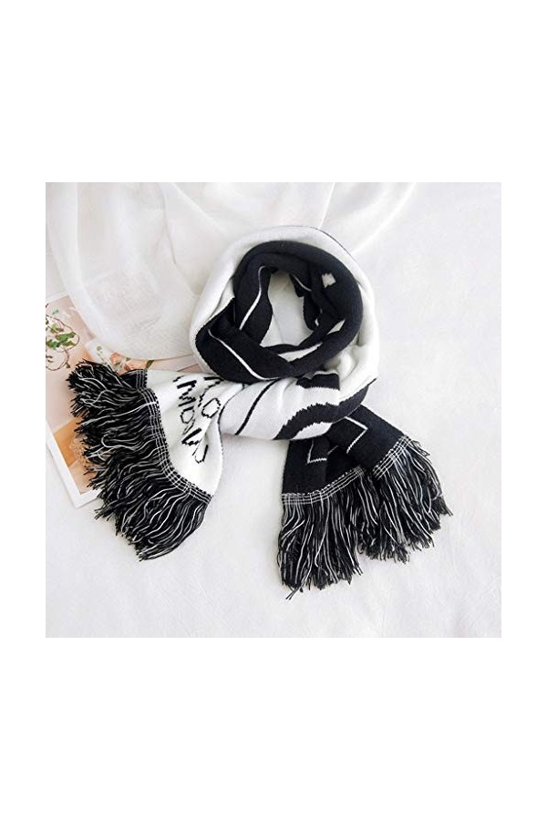 NXYJD Lettres Double Face Pompon écharpe Laine tricotée Longues Femmes et Homme Hiver épaissir Chaud châles Doux enveloppes é