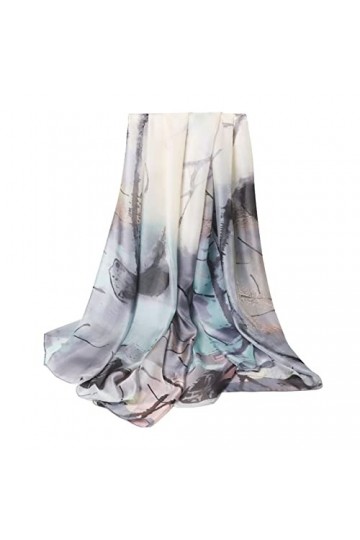 KIZQYN Châles Châle en Soie rétro Encre Peinture Motif écharpe Printemps et Automne Robe Cadeau for Femme et mère Foulards Éc