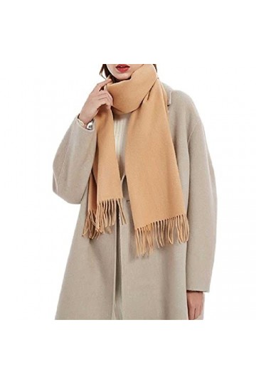 WSPDSD Écharpe laine écharpe frange châle couleur unie automne hiver écharpe polyvalent cachemire plastron cou femme