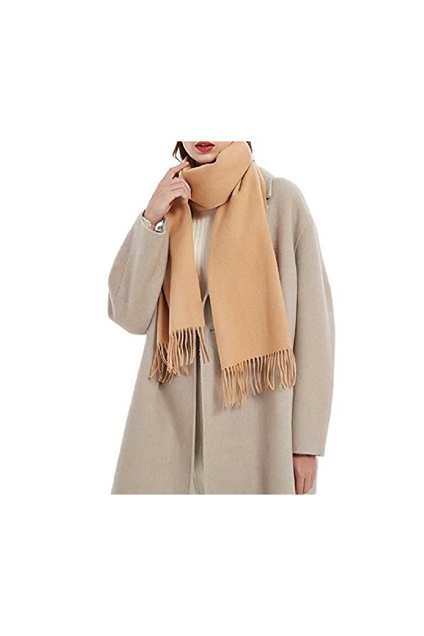 WSPDSD Écharpe laine écharpe frange châle couleur unie automne hiver écharpe polyvalent cachemire plastron cou femme