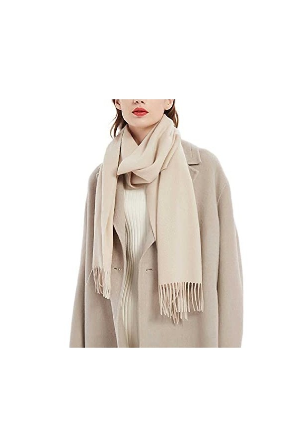 WSPDSD Écharpe laine écharpe frange châle couleur unie automne hiver écharpe polyvalent cachemire plastron cou femme