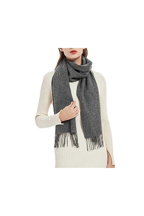 WSPDSD Écharpe laine écharpe frange châle couleur unie automne hiver écharpe polyvalent cachemire plastron cou femme