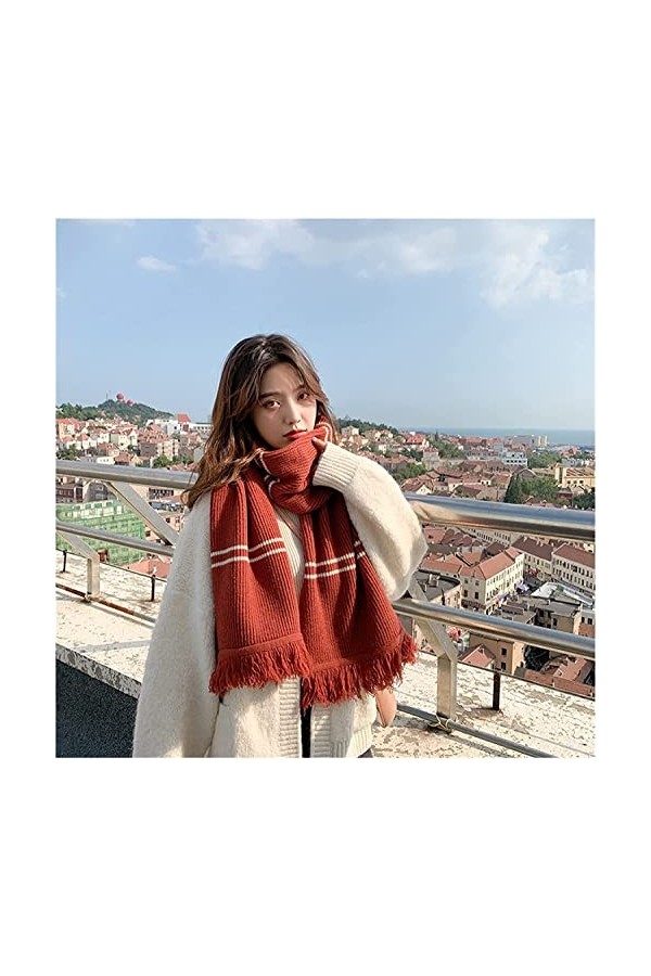 Samnuerly Châle en Laine tricoté pour Femmes, Couleur Pure, Automne-Hiver, Chaleur épaissie, écharpe étendue