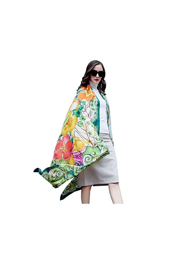 Écharpe En Soie Dextérieur Écharpe En Gaze Fine Printemps Et Automne Pour Femmes De Longue Plage Écharpe En Soie De Plage De