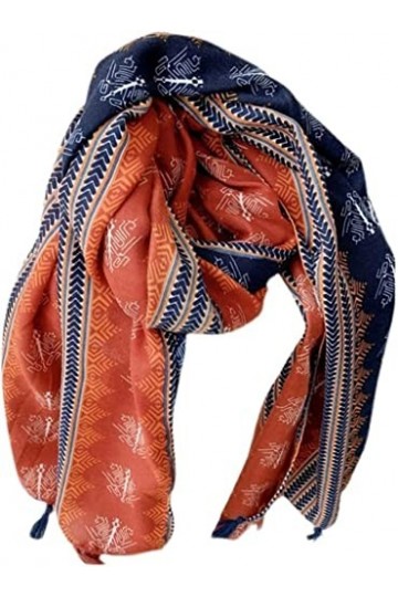 BAZIGA Écharpe pour Dames Écharpe de Style Ethnique Printemps et été Châle pour Femmes à Double Usage Ombrage Écharpe en Soie