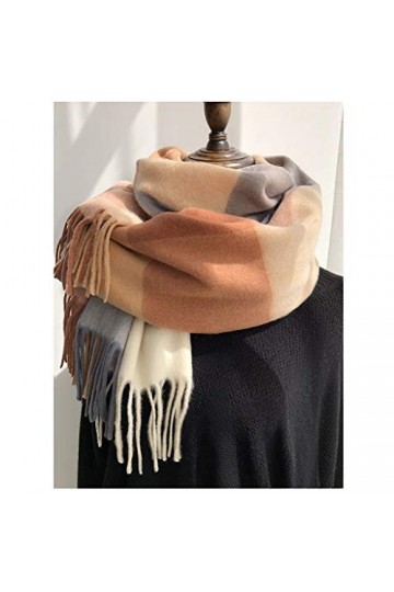 Écharpe en Pure Laine Femme Hiver Version Coréenne Sauvage Classique Britannique Plaid Hommes et Femmes Couples Long Châle Ch