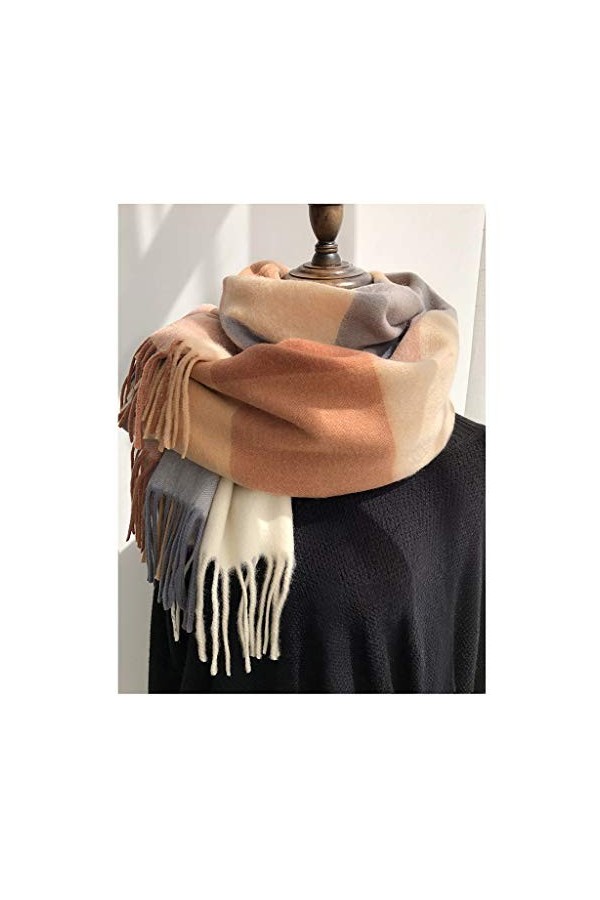 Écharpe en Pure Laine Femme Hiver Version Coréenne Sauvage Classique Britannique Plaid Hommes et Femmes Couples Long Châle Ch