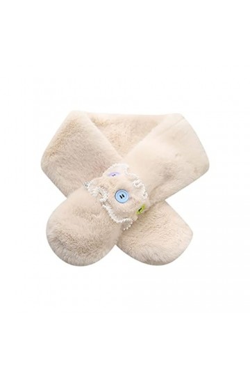 2022 Nouvelle Dentelle Perle Collier Faux Faux Lapin écharpe Femme Hiver Peluche Peluche écharpe Chaude Couvre Chef pour Gomm