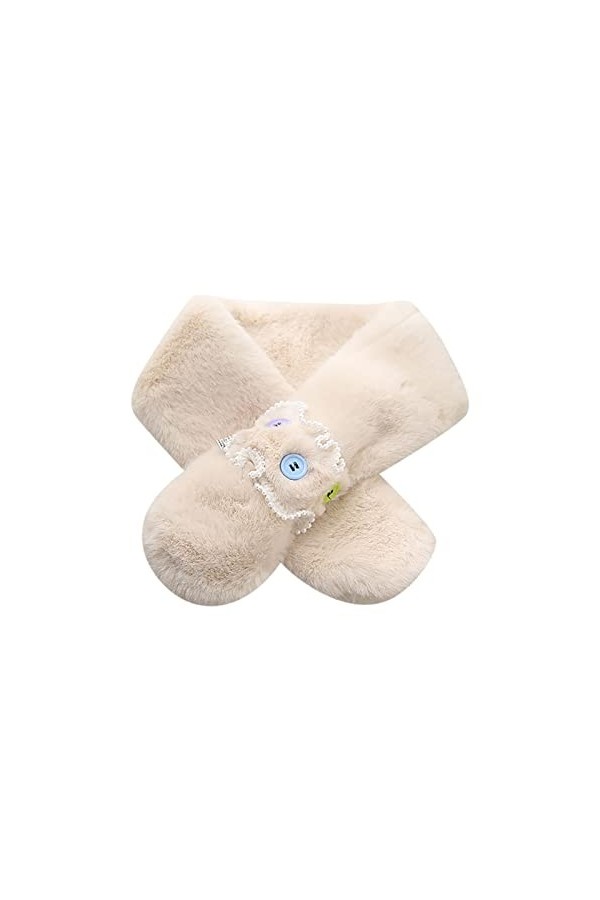 2022 Nouvelle Dentelle Perle Collier Faux Faux Lapin écharpe Femme Hiver Peluche Peluche écharpe Chaude Couvre Chef pour Gomm