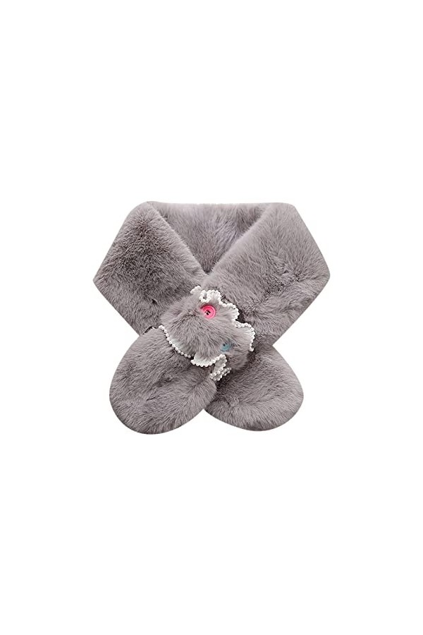 2022 Nouvelle Dentelle Perle Collier Faux Faux Lapin écharpe Femme Hiver Peluche Peluche écharpe Chaude Couvre Chef pour Gomm