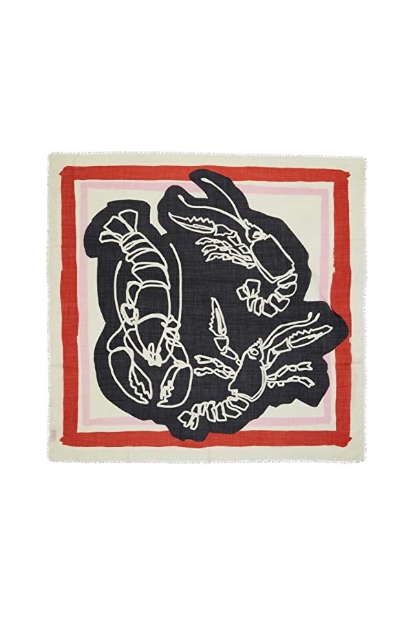 Becksöndergaard 2301620004-018 Lostera Siw Écharpe pour femme Beige Multicolore en coton Imprimé Lobster 110 x 110 cm, mult