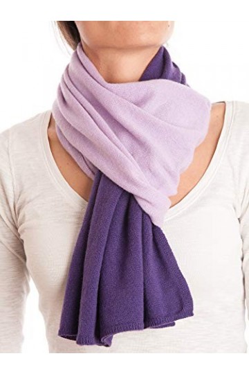DALLE PIANE CASHMERE - Écharpe bi-couleur 100% cachemire - Femme/Homme, Couleur: Violet, Taille unique