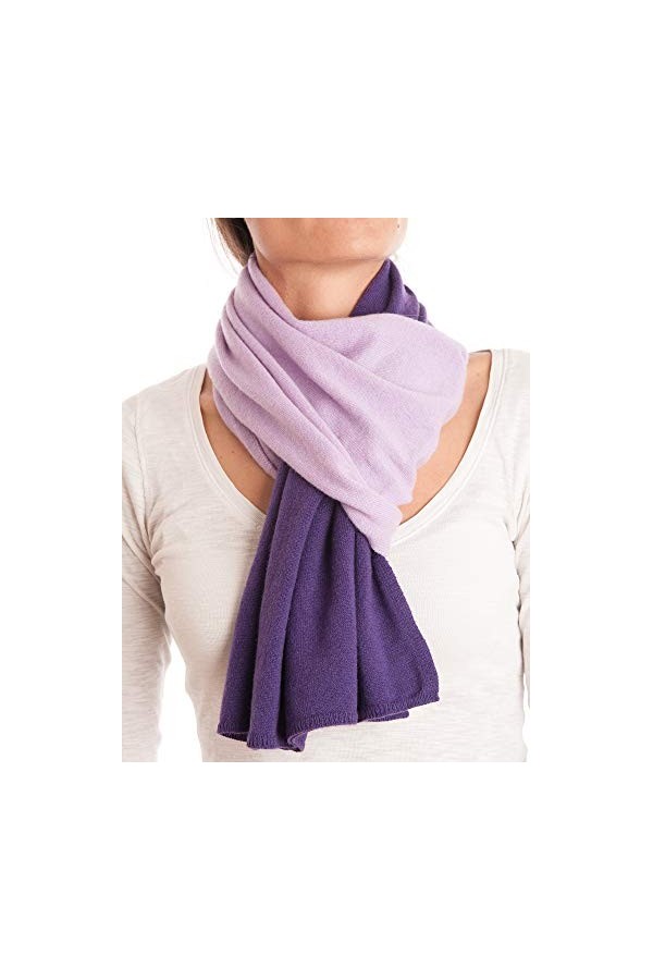 DALLE PIANE CASHMERE - Écharpe bi-couleur 100% cachemire - Femme/Homme, Couleur: Violet, Taille unique