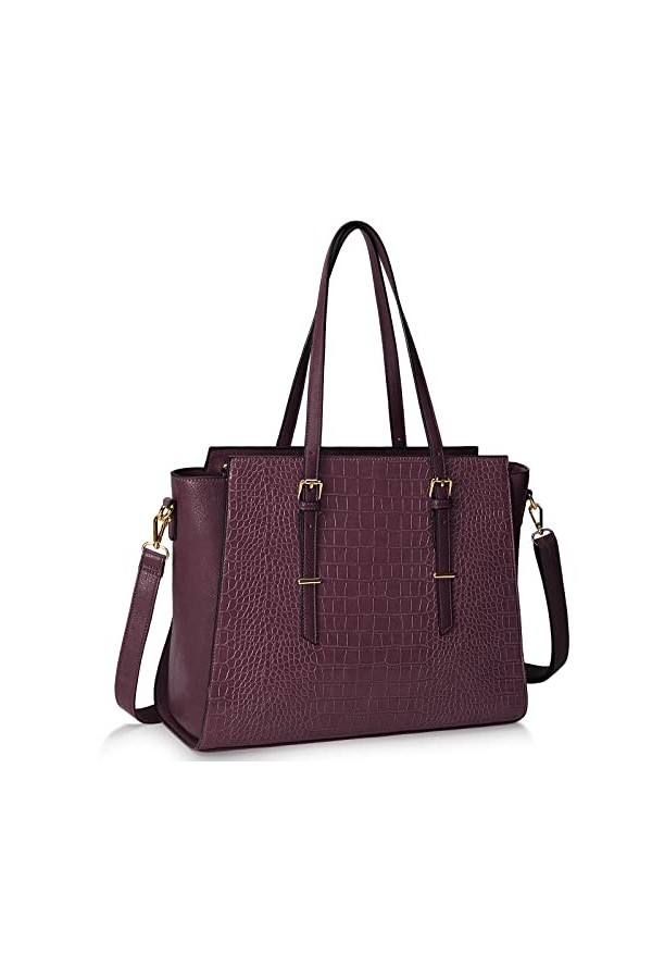 NUBILY Sac à Main Sac Cabas Femmes Sac Cours Lycee Grand PU Cuir Sac de Cours Sac Fourre Tout Sac Ordinateur Portable 15.6 Po