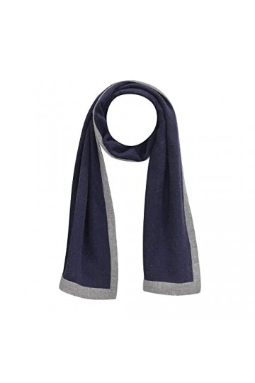 LES Poulettes - Echarpe Laine et Cachemire Bicolore Bleu Navy et Grise