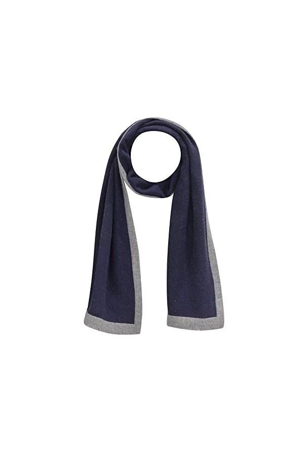 LES Poulettes - Echarpe Laine et Cachemire Bicolore Bleu Navy et Grise
