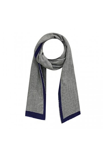 LES Poulettes - Echarpe Laine et Cachemire Bicolore Bleu Navy et Grise