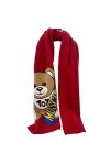 Moschino Écharpe rouge avec bandeau bleu en peluche, rouge, 30x180cm