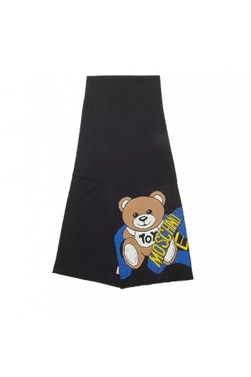 Moschino Écharpe 30745 Noir Teddy Bear Logo, Noir , Taille unique