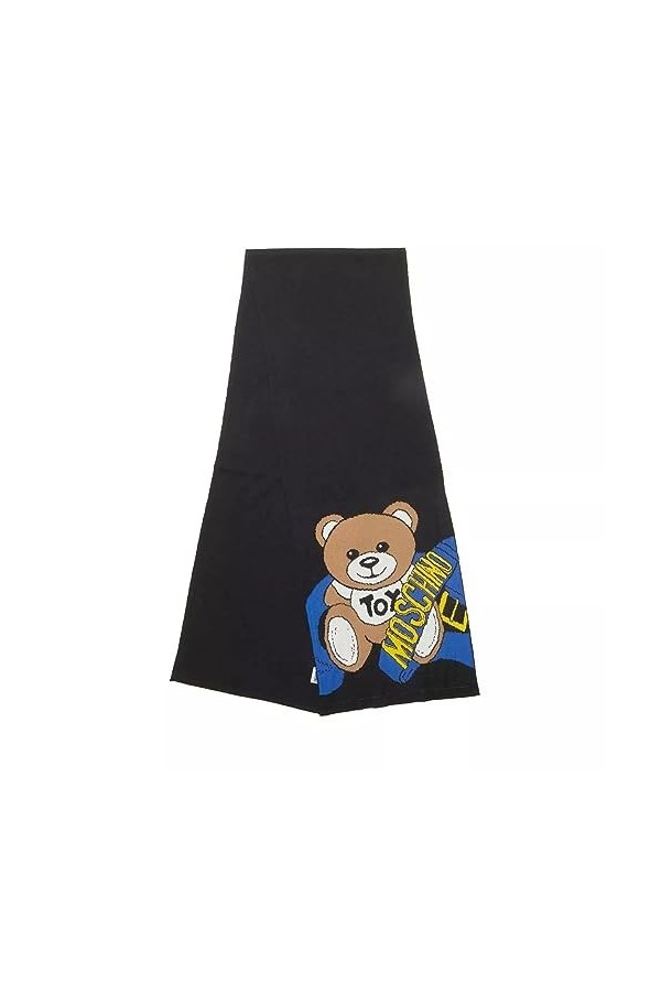 Moschino Écharpe 30745 Noir Teddy Bear Logo, Noir , Taille unique