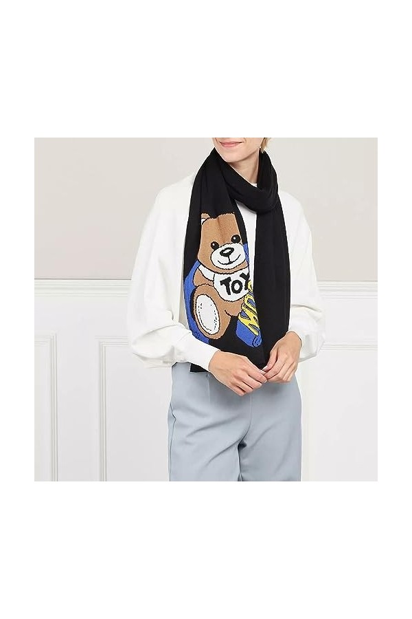 Moschino Écharpe 30745 Noir Teddy Bear Logo, Noir , Taille unique