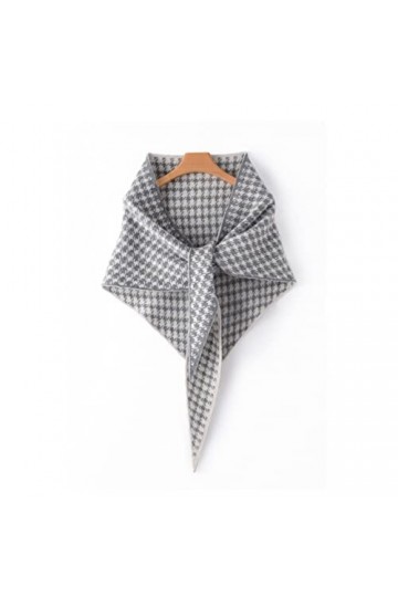 KIPPOT Triangle châle automne hiver pur cachemire femme tricoté oiseau écharpe à carreaux chaud doux extérieur épaississement