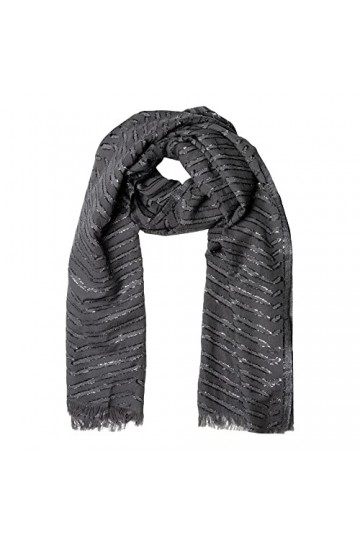 Badgley Mischka Écharpe métallique à chevrons, charbon, 24"x74"