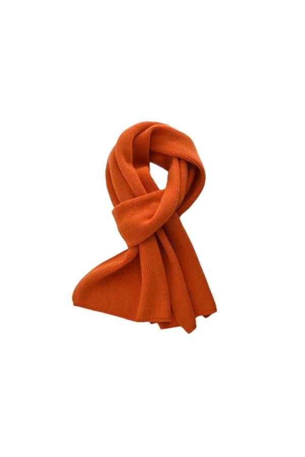 Hdhdeueh Écharpe tricotée en cachemire de couleur unie pour femme - Écharpe chaude et épaisse, Orange, taille unique