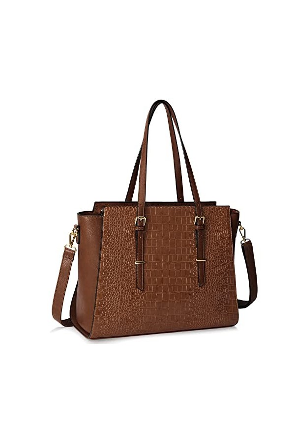 NUBILY Sac à Main Sac Cabas Femmes Sac Cours Lycee Grand PU Cuir Sac de Cours Sac Fourre Tout Sac Ordinateur Portable 15.6 Po